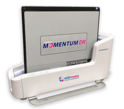 Konica Momentum DR system with cassette sitting in holder